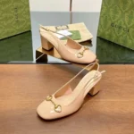 Gucci GG Women's Horsebit Slingback Rose Beige Patent Leather 794324BNC005931