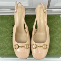 Gucci GG Women’s Horsebit Slingback Rose Beige Patent Leather 794324BNC005931 (1)