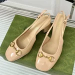 Gucci GG Women's Horsebit Slingback Rose Beige Patent Leather 794324BNC005931