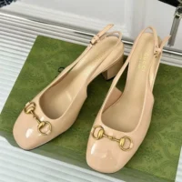 Gucci GG Women’s Horsebit Slingback Rose Beige Patent Leather 794324BNC005931 (1)