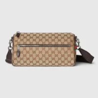 Gucci Unisex GG Canvas Small Cylinder Bag-Dark Brown 834455