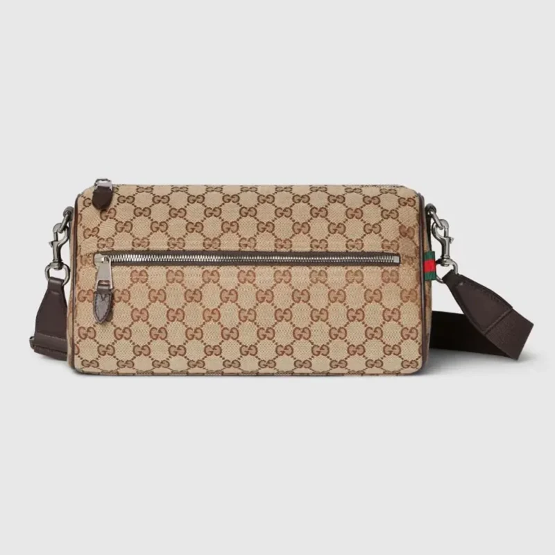 Gucci Unisex GG Canvas Small Cylinder Bag-Dark Brown 834455