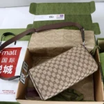 Gucci Unisex GG Canvas Small Cylinder Bag-Dark Brown 834455