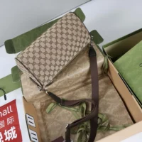 Gucci Unisex GG Canvas Small Cylinder Bag-Dark Brown 834455 (1)