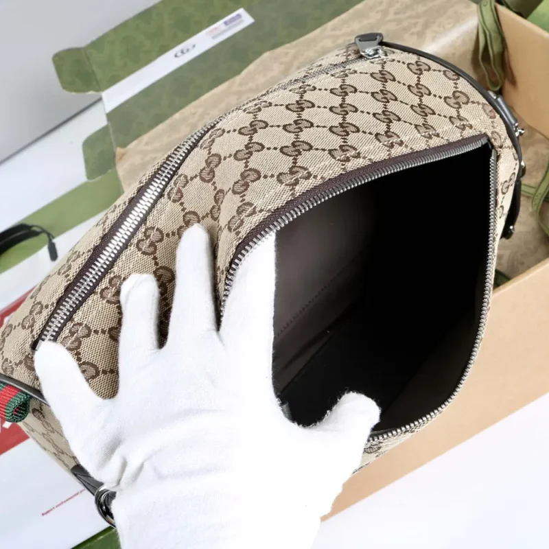 Gucci Unisex GG Canvas Small Cylinder Bag-Dark Brown 834455