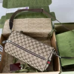 Gucci Unisex GG Canvas Small Cylinder Bag-Dark Brown 834455