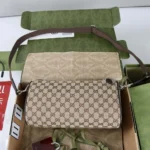 Gucci Unisex GG Canvas Small Cylinder Bag-Dark Brown 834455