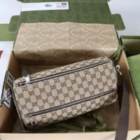 Gucci Unisex GG Canvas Small Cylinder Bag-Dark Brown 834455 (1)