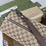 Gucci Unisex GG Canvas Small Cylinder Bag-Dark Brown 834455