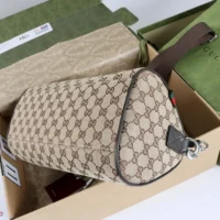 Gucci Unisex GG Canvas Small Cylinder Bag-Dark Brown 834455 (1)