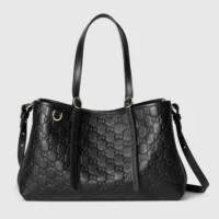 Gucci Women GG Emblem Medium Tote Bag-Black 815214