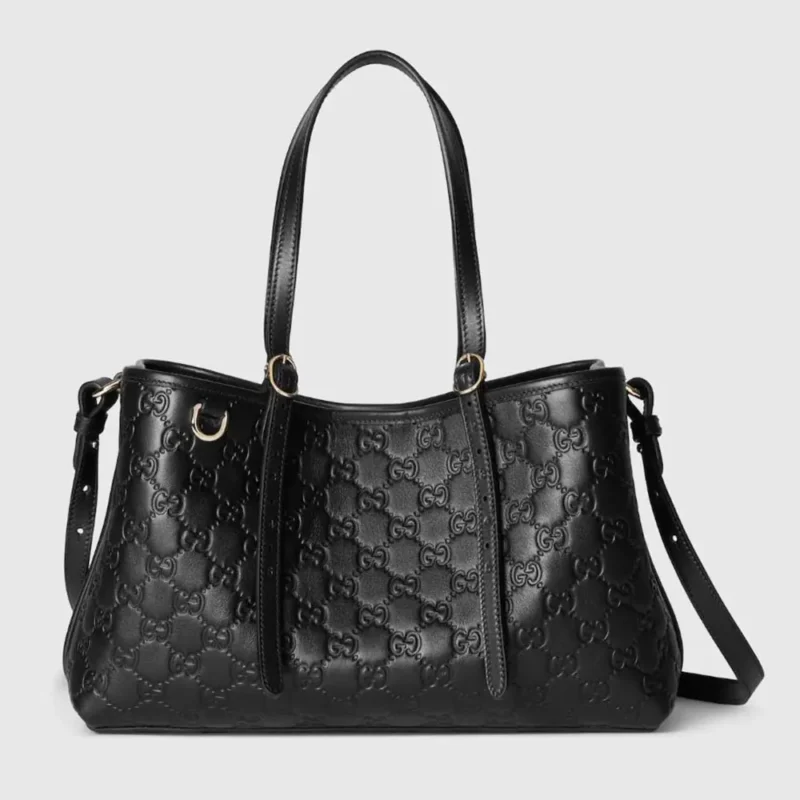Gucci Women GG Emblem Medium Tote Bag-Black 815214