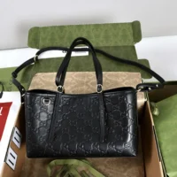 Gucci Women GG Emblem Medium Tote Bag-Black 815214 (1)