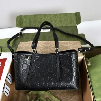 Gucci Women GG Emblem Medium Tote Bag-Black 815214