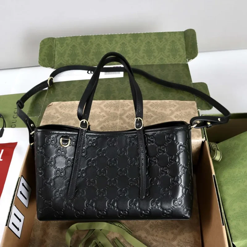 Gucci Women GG Emblem Medium Tote Bag-Black 815214