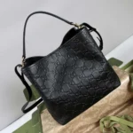 Gucci Women GG Emblem Small Bucket Bag-Black 815118