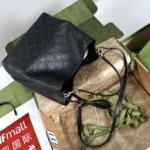 Gucci Women GG Emblem Small Bucket Bag-Black 815118