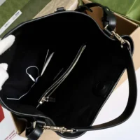Gucci Women GG Emblem Small Bucket Bag-Black 815118 (1)