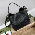 Gucci Women GG Emblem Small Bucket Bag-Black 815118