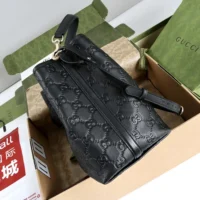 Gucci Women GG Emblem Small Bucket Bag-Black 815118 (1)
