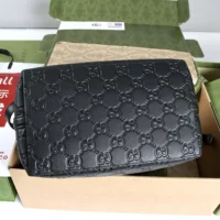 Gucci Women GG Emblem Small Bucket Bag-Black 815118 (1)