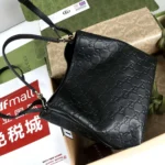 Gucci Women GG Emblem Small Bucket Bag-Black 815118