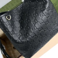 Gucci Women GG Emblem Small Bucket Bag-Black 815118 (1)