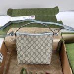Gucci Women GG Emblem Small Bucket Bag-Light Blue 815118