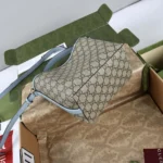 Gucci Women GG Emblem Small Bucket Bag-Light Blue 815118