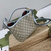 Gucci Women GG Emblem Small Bucket Bag-Light Blue 815118 (1)