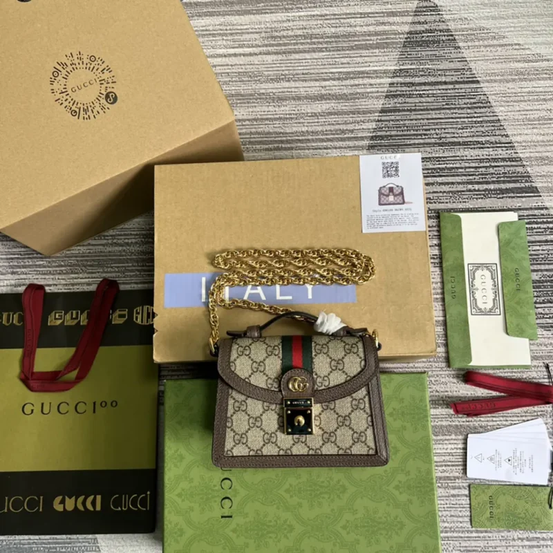 Gucci Women Ophidia Mini Top Handle Bag-Brown 696180