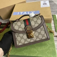 Gucci Women Ophidia Mini Top Handle Bag-Brown 696180 (1)