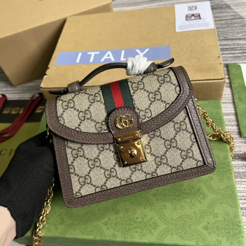 Gucci Women Ophidia Mini Top Handle Bag-Brown 696180