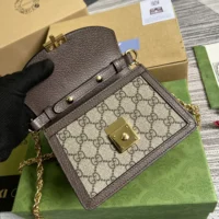 Gucci Women Ophidia Mini Top Handle Bag-Brown 696180 (1)