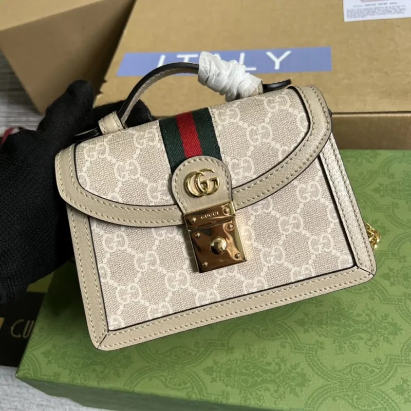 Gucci Women Ophidia Mini Top Handle Bag-White 696180