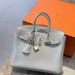 Hermes Birkin 25 Bag in Epsom Leather with Silver Hardware-Bleu Glacier