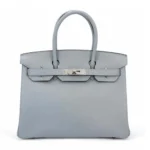 Hermes Birkin 25 Bag in Epsom Leather with Silver Hardware-Bleu Glacier