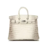 Hermes Birkin 30 Bag in Alligator Leather with Gold Hardware-White