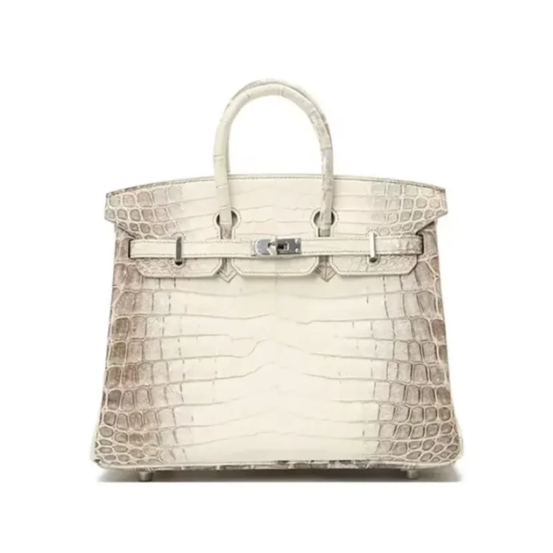 Hermes Birkin 30 Bag in Alligator Leather with Gold Hardware-White