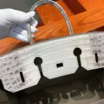 Hermes Birkin 30 Bag in Alligator Leather with Gold Hardware-White