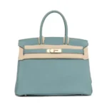 Borsa Hermes Birkin 30 in pelle Epsom con hardware dorato - Blu