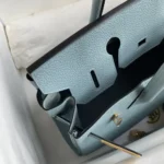 Borsa Hermes Birkin 30 in pelle Epsom con finiture dorate - Blu/Oro