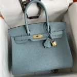 Borsa Hermes Birkin 30 in pelle Epsom con finiture dorate - Blu/Oro