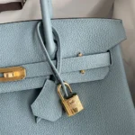 Borsa Hermes Birkin 30 in pelle Epsom con finiture dorate - Blu/Oro