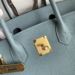 Borsa Hermes Birkin 30 in pelle Epsom con finiture dorate - Blu/Oro
