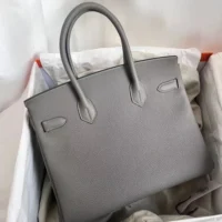 Hermes Birkin 30 Bag in Epsom Leather with Gold Hardware-Grey (1)