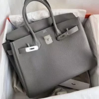 Hermes Birkin 30 Bag in Epsom Leather with Gold Hardware-Grey (1)