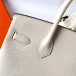 Hermes Birkin 30 Bag in Epsom Leather with Gold Hardware-White/Gold - Image 6