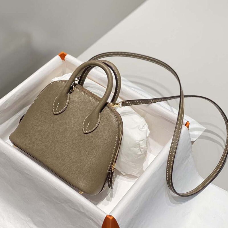 Hermes Unisex Bolide 1923 Bag in Epsom Calfskin-Brown/Gold