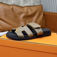 Hermes Unisex Chypre Sandal-Dark Brown H222857ZHX3415 (1)
